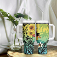 Honolulu Hawaii Tumbler With Handle Ilima Plumeria with Hula Girl LT7 - Polynesian Pride