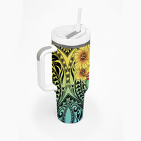 Honolulu Hawaii Tumbler With Handle Ilima Plumeria with Hula Girl LT7 - Polynesian Pride
