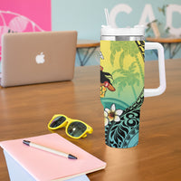 Honolulu Hawaii Tumbler With Handle Ilima Plumeria with Hula Girl LT7 - Polynesian Pride