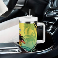 Honolulu Hawaii Tumbler With Handle Ilima Plumeria with Hula Girl LT7 - Polynesian Pride