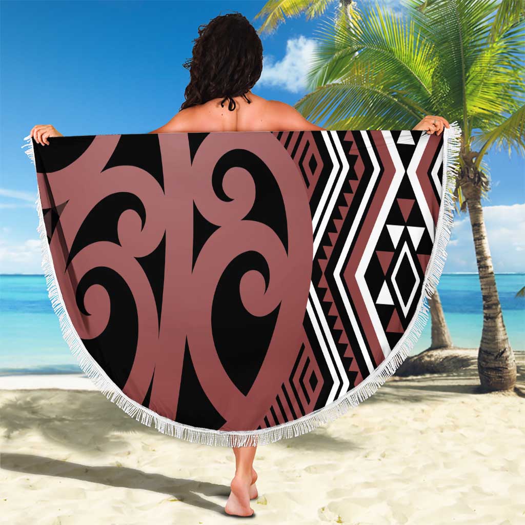 Maori Taniko Patterns Beach Blanket Brown Patiki Motifs Mix Whakairo Ngaru LT7 - Polynesian Pride