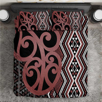 Maori Taniko Patterns Bedding Set Brown Patiki Motifs Mix Whakairo Ngaru LT7 Brown - Polynesian Pride