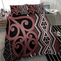 Maori Taniko Patterns Bedding Set Brown Patiki Motifs Mix Whakairo Ngaru LT7 - Polynesian Pride