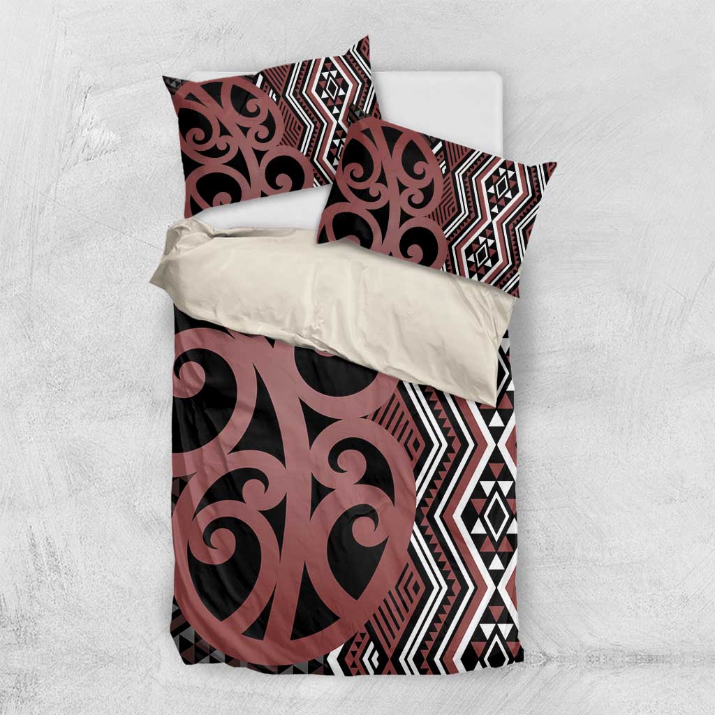 Maori Taniko Patterns Bedding Set Brown Patiki Motifs Mix Whakairo Ngaru LT7 US Twin 172cm x 218cm Brown - Polynesian Pride