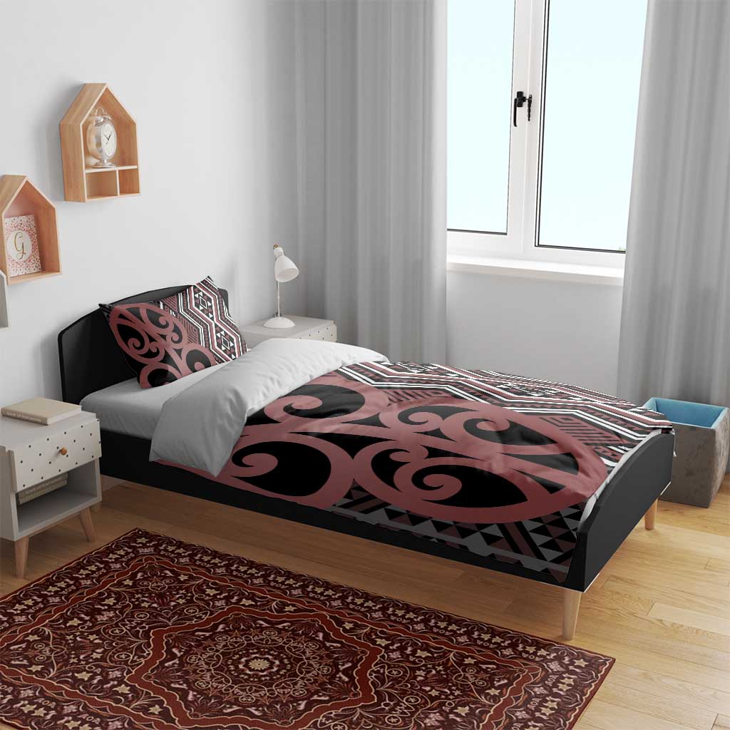Maori Taniko Patterns Bedding Set Brown Patiki Motifs Mix Whakairo Ngaru LT7 - Polynesian Pride