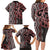 Maori Taniko Patterns Family Matching Long Sleeve Bodycon Dress and Hawaiian Shirt Brown Patiki Motifs Mix Whakairo Ngaru