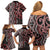 Maori Taniko Patterns Family Matching Off Shoulder Short Dress and Hawaiian Shirt Brown Patiki Motifs Mix Whakairo Ngaru