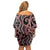 Maori Taniko Patterns Family Matching Off Shoulder Short Dress and Hawaiian Shirt Brown Patiki Motifs Mix Whakairo Ngaru