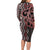 Maori Taniko Patterns Long Sleeve Bodycon Dress Brown Patiki Motifs Mix Whakairo Ngaru