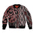 Maori Taniko Patterns Sleeve Zip Bomber Jacket Brown Patiki Motifs Mix Whakairo Ngaru