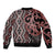 Maori Taniko Patterns Sleeve Zip Bomber Jacket Brown Patiki Motifs Mix Whakairo Ngaru