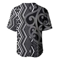 Maori Taniko Patterns Baseball Jersey Black Patiki Motifs Mix Whakairo Ngaru LT7 - Polynesian Pride