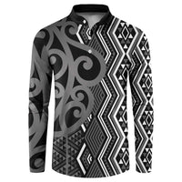 Maori Taniko Patterns Button Sweatshirt Black Patiki Motifs Mix Whakairo Ngaru LT7 Black - Polynesian Pride