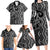 Maori Taniko Patterns Family Matching Long Sleeve Bodycon Dress and Hawaiian Shirt Black Patiki Motifs Mix Whakairo Ngaru