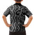 Maori Taniko Patterns Family Matching Off Shoulder Maxi Dress and Hawaiian Shirt Black Patiki Motifs Mix Whakairo Ngaru