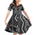 Maori Taniko Patterns Family Matching Off Shoulder Short Dress and Hawaiian Shirt Black Patiki Motifs Mix Whakairo Ngaru