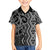 Maori Taniko Patterns Family Matching Off Shoulder Short Dress and Hawaiian Shirt Black Patiki Motifs Mix Whakairo Ngaru