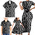 Maori Taniko Patterns Family Matching Short Sleeve Bodycon Dress and Hawaiian Shirt Black Patiki Motifs Mix Whakairo Ngaru