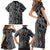 Maori Taniko Patterns Family Matching Short Sleeve Bodycon Dress and Hawaiian Shirt Black Patiki Motifs Mix Whakairo Ngaru