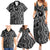 Maori Taniko Patterns Family Matching Summer Maxi Dress and Hawaiian Shirt Black Patiki Motifs Mix Whakairo Ngaru