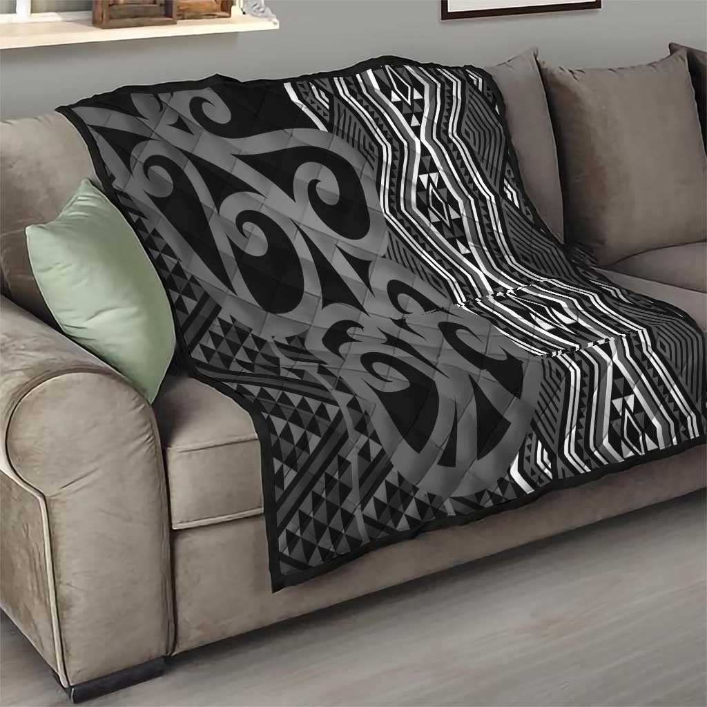 Maori Taniko Patterns Quilt Black Patiki Motifs Mix Whakairo Ngaru LT7 - Polynesian Pride