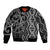 Maori Taniko Patterns Sleeve Zip Bomber Jacket Black Patiki Motifs Mix Whakairo Ngaru