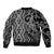 Maori Taniko Patterns Sleeve Zip Bomber Jacket Black Patiki Motifs Mix Whakairo Ngaru