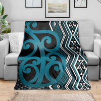 Maori Taniko Patterns Blanket Azure Patiki Motifs Mix Whakairo Ngaru LT7 - Polynesian Pride