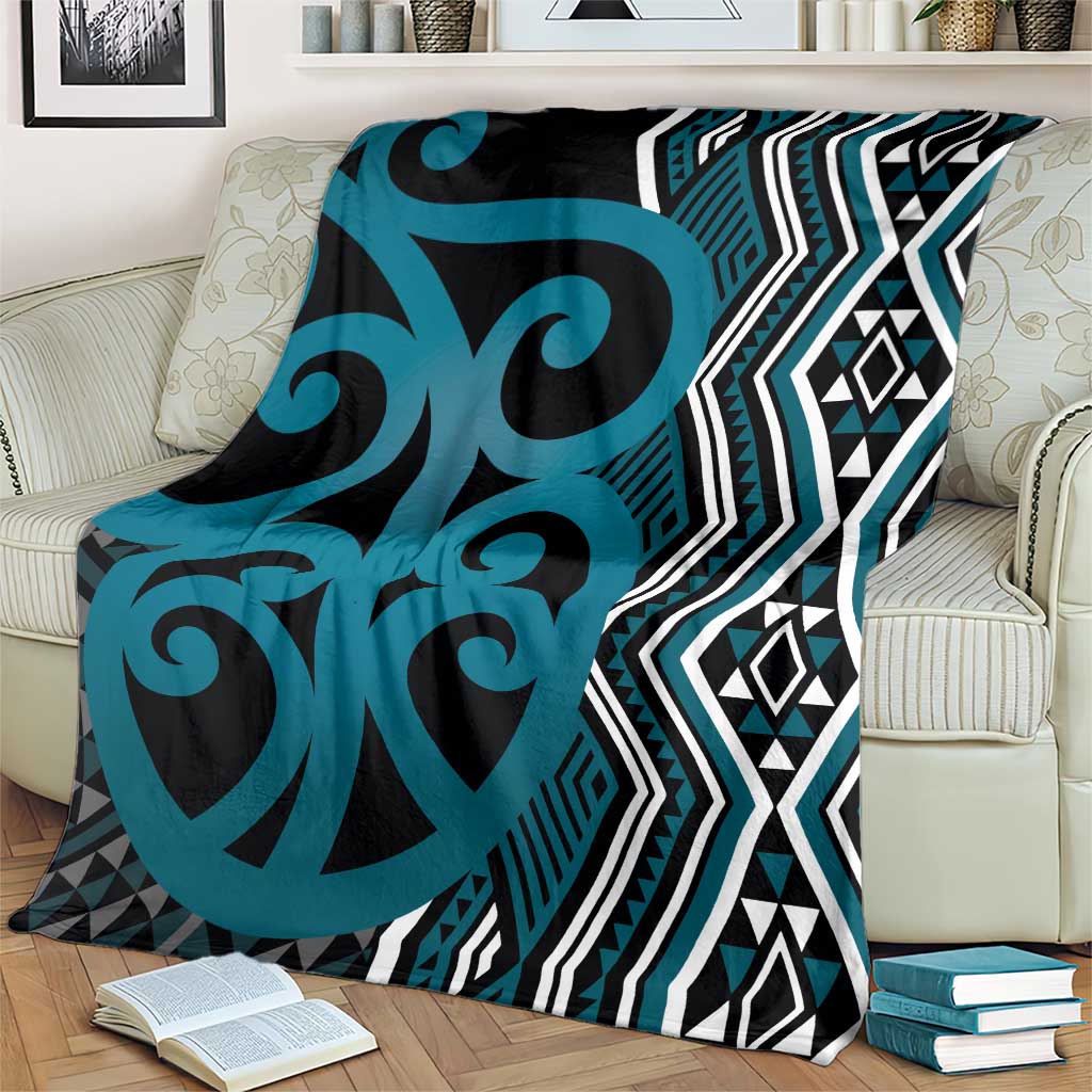 Maori Taniko Patterns Blanket Azure Patiki Motifs Mix Whakairo Ngaru LT7 - Polynesian Pride