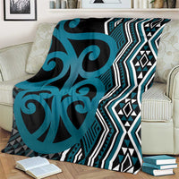 Maori Taniko Patterns Blanket Azure Patiki Motifs Mix Whakairo Ngaru LT7 - Polynesian Pride