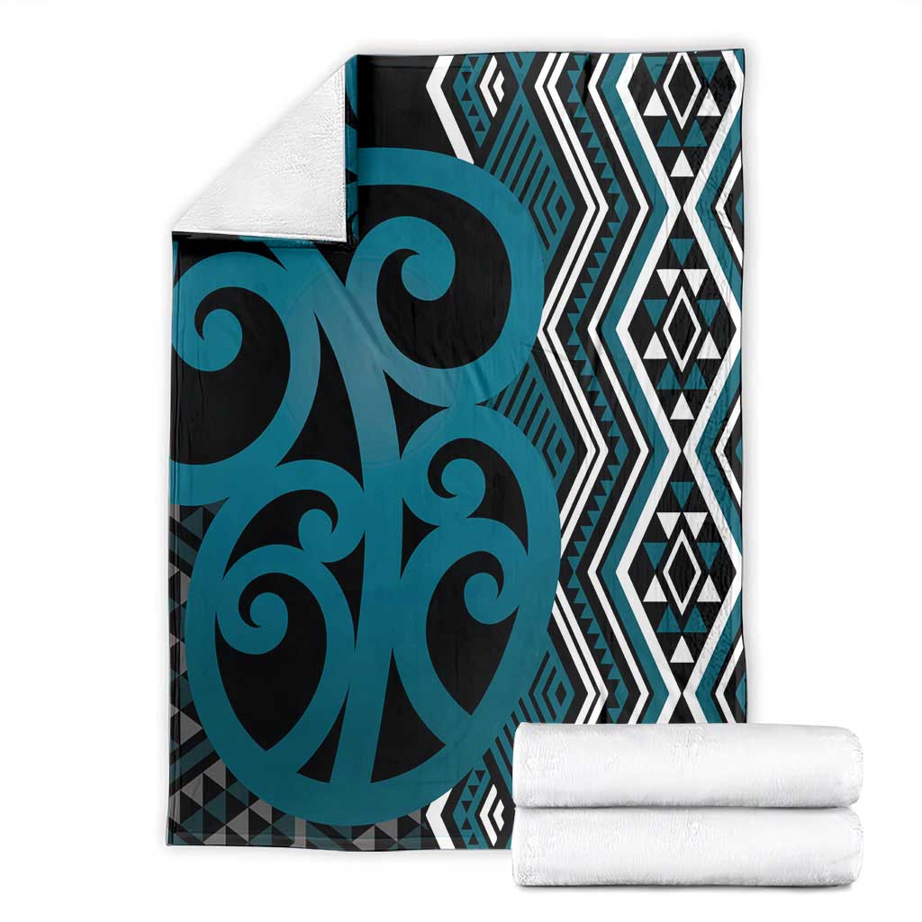 Maori Taniko Patterns Blanket Azure Patiki Motifs Mix Whakairo Ngaru LT7 - Polynesian Pride