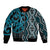 Maori Taniko Patterns Bomber Jacket Azure Patiki Motifs Mix Whakairo Ngaru