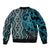 Maori Taniko Patterns Bomber Jacket Azure Patiki Motifs Mix Whakairo Ngaru