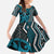 Maori Taniko Patterns Family Matching Off Shoulder Maxi Dress and Hawaiian Shirt Azure Patiki Motifs Mix Whakairo Ngaru