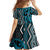 Maori Taniko Patterns Family Matching Off Shoulder Maxi Dress and Hawaiian Shirt Azure Patiki Motifs Mix Whakairo Ngaru