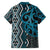 Maori Taniko Patterns Family Matching Off Shoulder Maxi Dress and Hawaiian Shirt Azure Patiki Motifs Mix Whakairo Ngaru