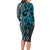 Maori Taniko Patterns Long Sleeve Bodycon Dress Azure Patiki Motifs Mix Whakairo Ngaru