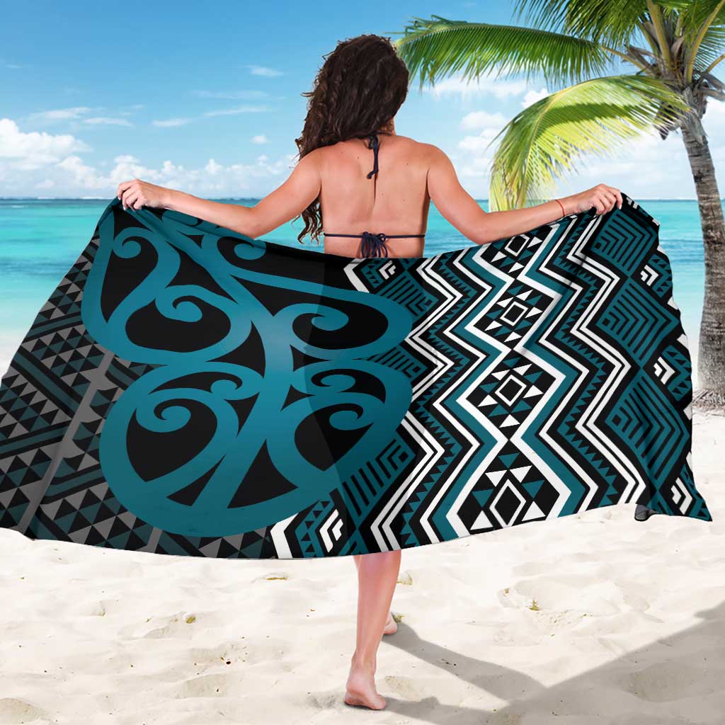 Maori Taniko Patterns Sarong Azure Patiki Motifs Mix Whakairo Ngaru LT7 - Polynesian Pride