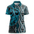 Maori Taniko Patterns Women Polo Shirt Azure Patiki Motifs Mix Whakairo Ngaru