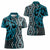 Maori Taniko Patterns Women Polo Shirt Azure Patiki Motifs Mix Whakairo Ngaru