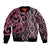 Maori Taniko Patterns Bomber Jacket Pink Patiki Motifs Mix Whakairo Ngaru