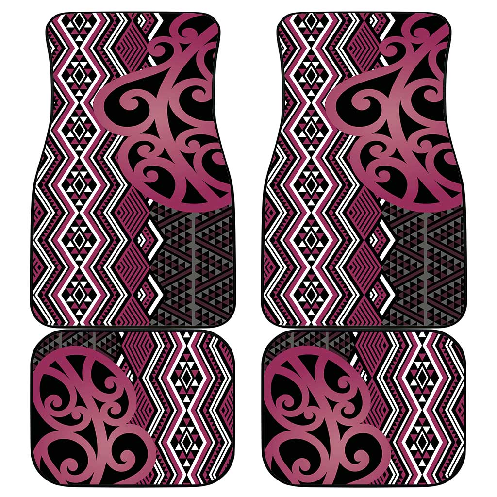 Maori Taniko Patterns Car Mats Pink Patiki Motifs Mix Whakairo Ngaru LT7 - Polynesian Pride