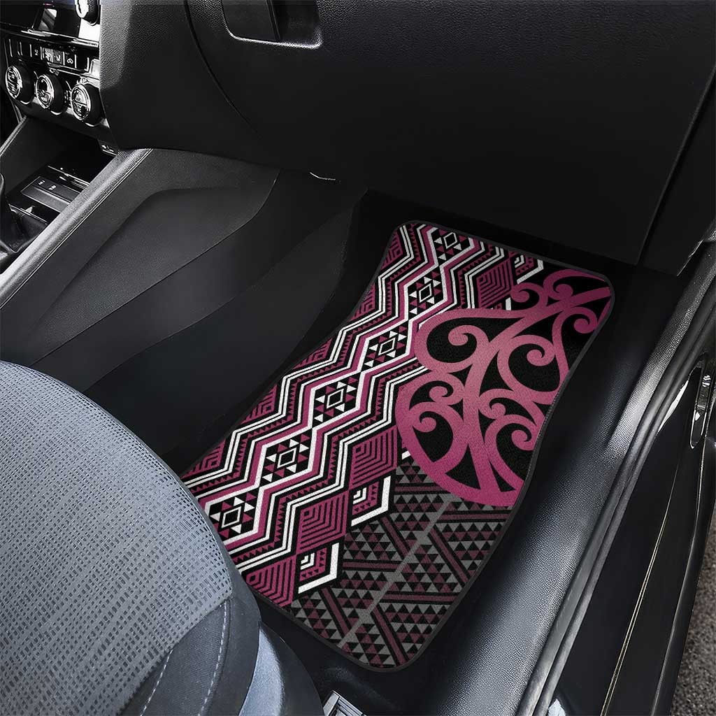 Maori Taniko Patterns Car Mats Pink Patiki Motifs Mix Whakairo Ngaru LT7 - Polynesian Pride