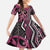 Maori Taniko Patterns Family Matching Long Sleeve Bodycon Dress and Hawaiian Shirt Pink Patiki Motifs Mix Whakairo Ngaru