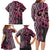 Maori Taniko Patterns Family Matching Long Sleeve Bodycon Dress and Hawaiian Shirt Pink Patiki Motifs Mix Whakairo Ngaru