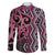 Maori Taniko Patterns Family Matching Long Sleeve Bodycon Dress and Hawaiian Shirt Pink Patiki Motifs Mix Whakairo Ngaru