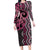 Maori Taniko Patterns Family Matching Long Sleeve Bodycon Dress and Hawaiian Shirt Pink Patiki Motifs Mix Whakairo Ngaru