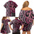 Maori Taniko Patterns Family Matching Off Shoulder Short Dress and Hawaiian Shirt Pink Patiki Motifs Mix Whakairo Ngaru