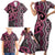 Maori Taniko Patterns Family Matching Short Sleeve Bodycon Dress and Hawaiian Shirt Pink Patiki Motifs Mix Whakairo Ngaru