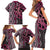 Maori Taniko Patterns Family Matching Short Sleeve Bodycon Dress and Hawaiian Shirt Pink Patiki Motifs Mix Whakairo Ngaru